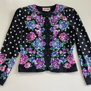 Vintage Maggy London Silk Floral Blazer, Size 14